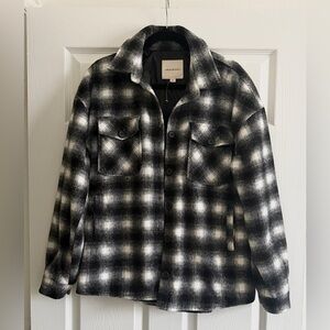 Thread & Supply Women Black and White Plaid Fully Lined Shirt Jacket